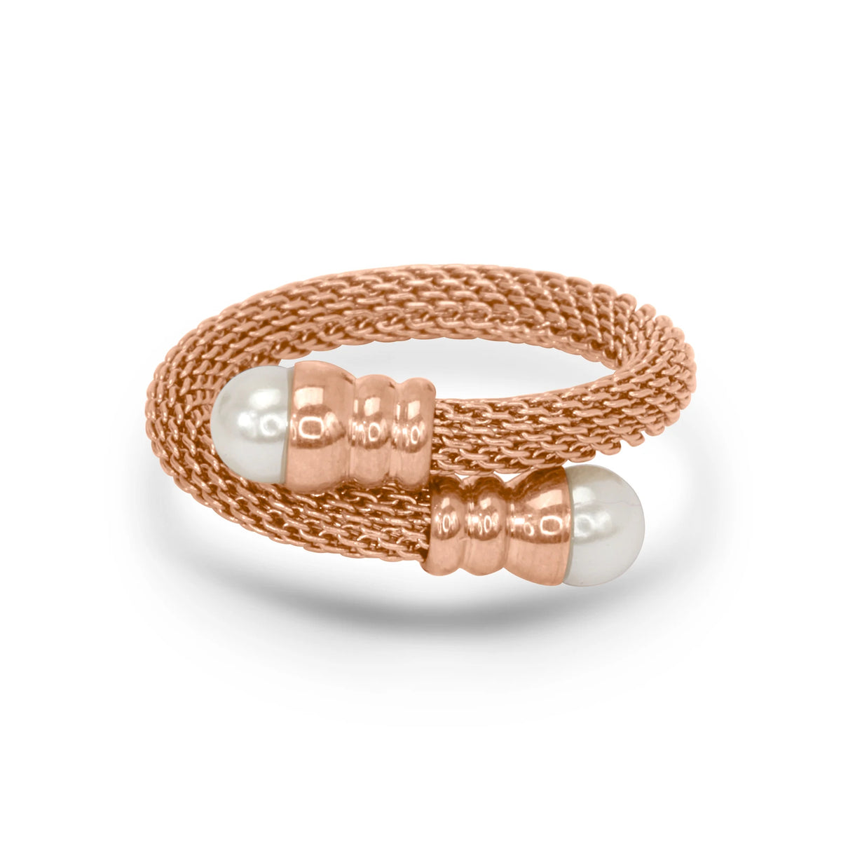 CUBANIQ PEARL COIL STATEMENT RING FOR WOMEN ROSE GOLD