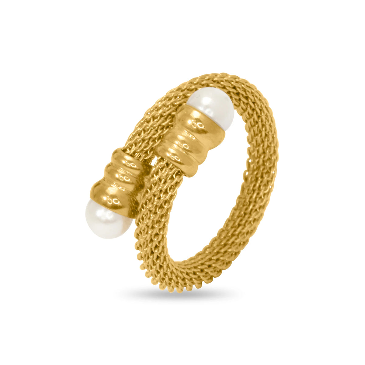 CUBANIQ PEARL COIL STATEMENT RING FOR WOMEN GOLD
