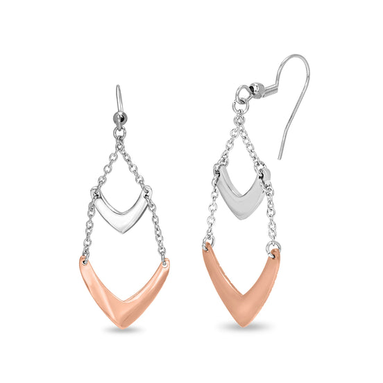 CUBANIQ ZENITH LAYERED CHEVRON DROP EARRINGS FOR WOMEN