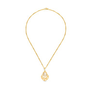 CUBANIQ OVAL STONE FLORAL PENDANT NECKLACE