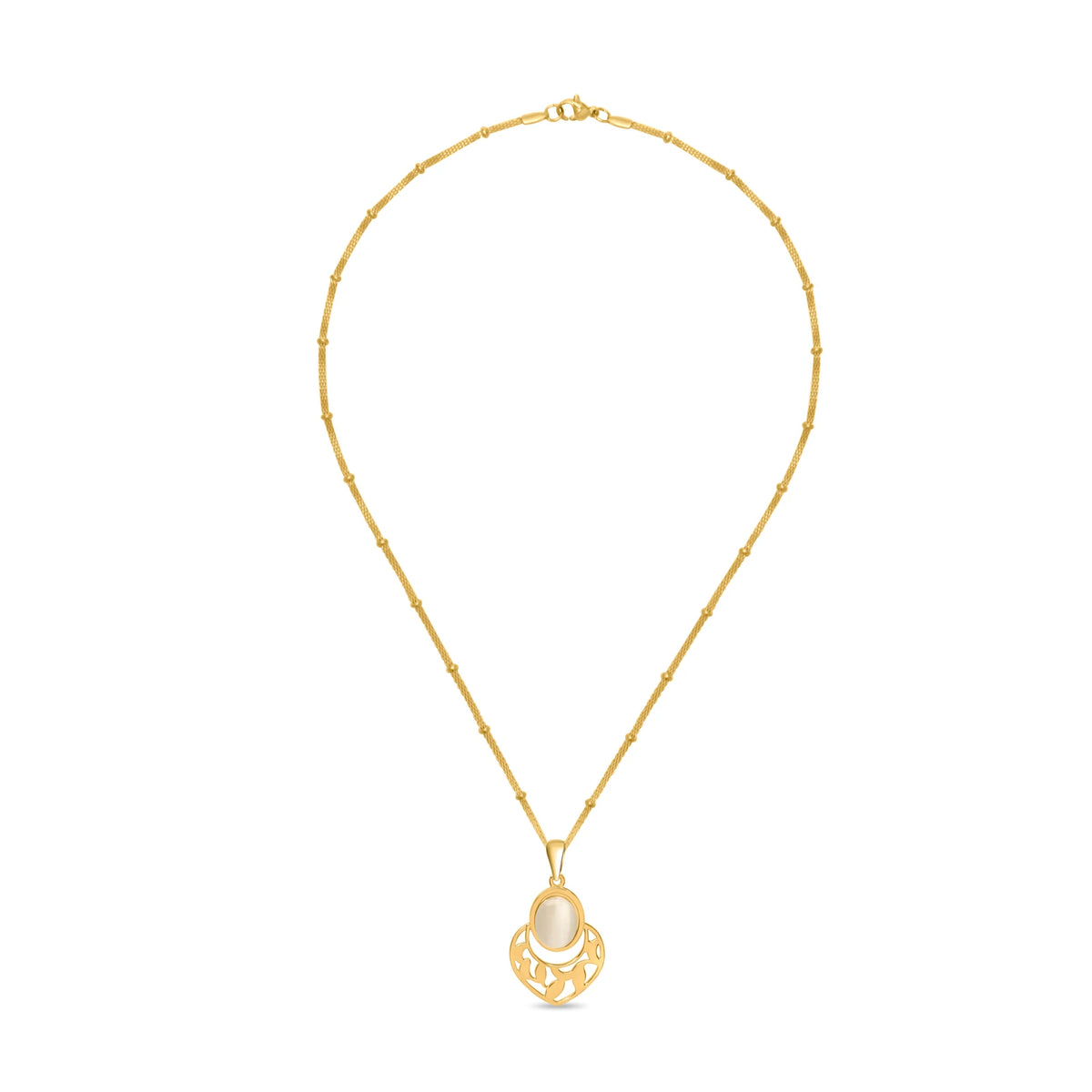 CUBANIQ OVAL STONE FLORAL PENDANT NECKLACE