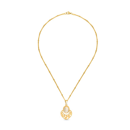 CUBANIQ OVAL STONE FLORAL PENDANT NECKLACE