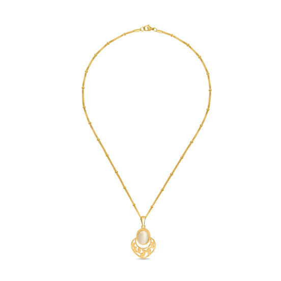CUBANIQ OVAL STONE FLORAL PENDANT NECKLACE