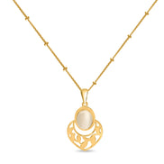 CUBANIQ OVAL STONE FLORAL PENDANT NECKLACE