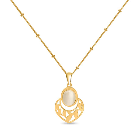 CUBANIQ OVAL STONE FLORAL PENDANT NECKLACE