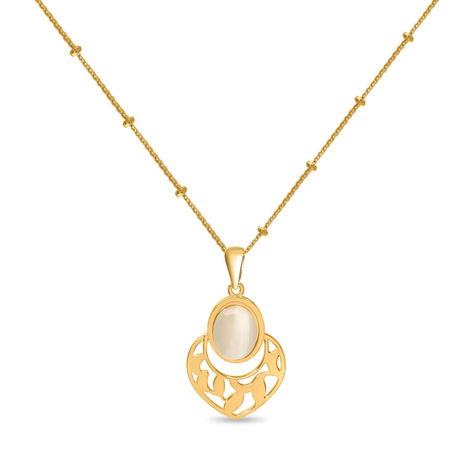 CUBANIQ OVAL STONE FLORAL PENDANT NECKLACE