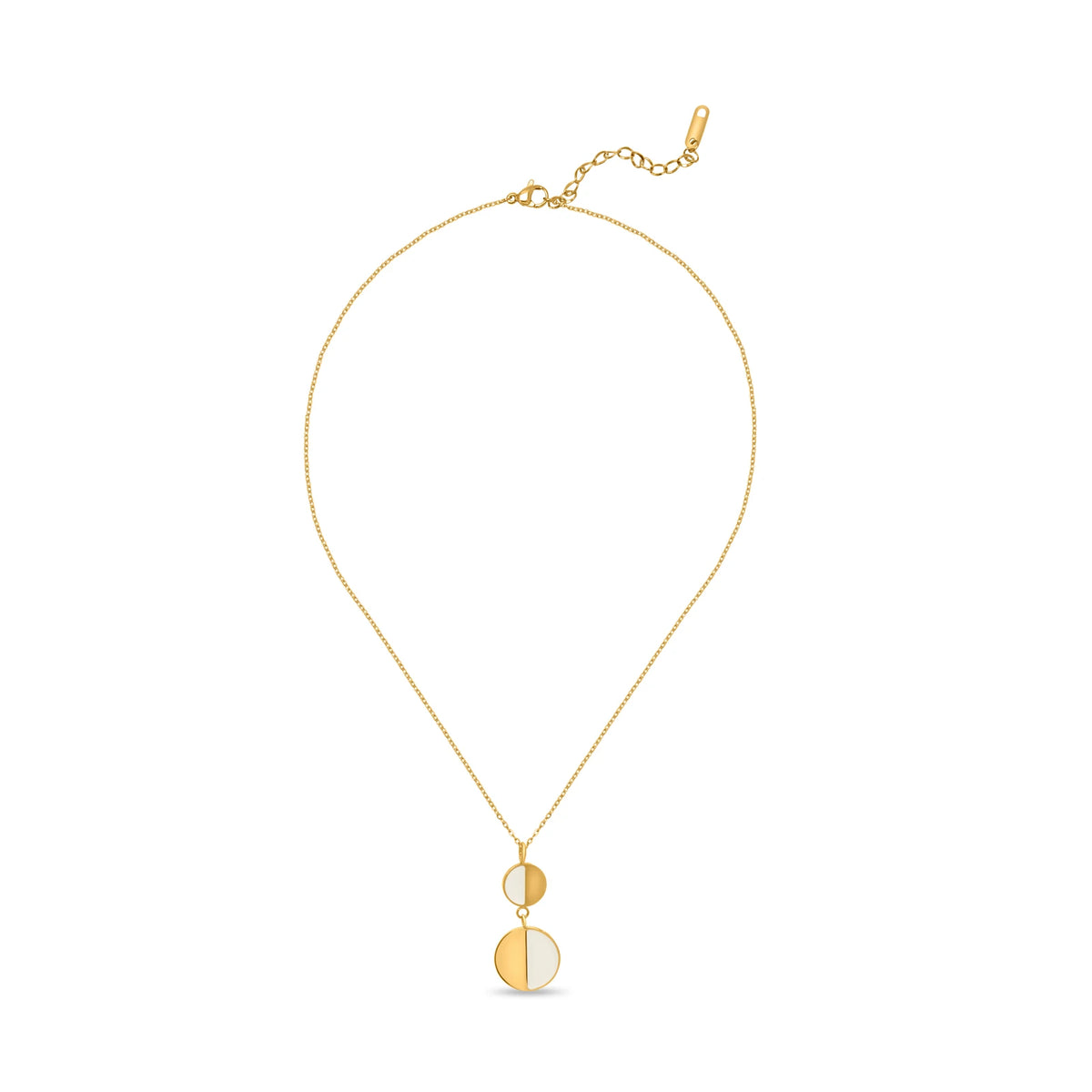 CUBANIQ DUAL TONE ROUND PENDANT NECKLACE