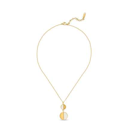 CUBANIQ DUAL TONE ROUND PENDANT NECKLACE