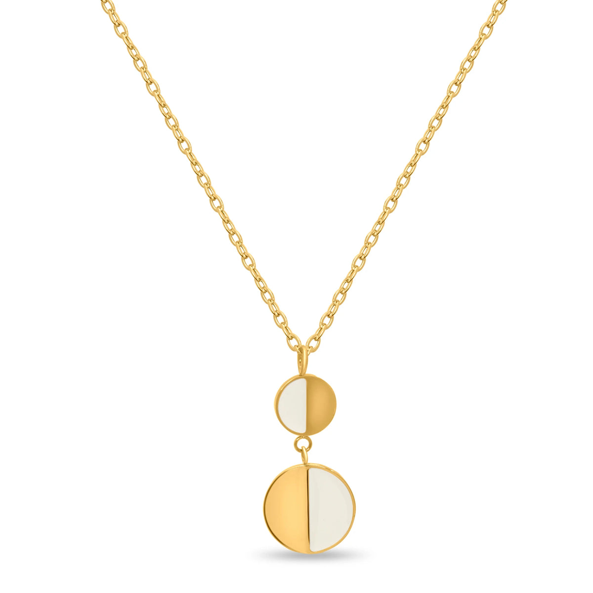 CUBANIQ DUAL TONE ROUND PENDANT NECKLACE
