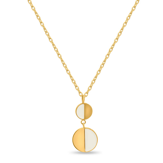 CUBANIQ DUAL TONE ROUND PENDANT NECKLACE